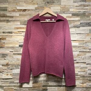 Vince Alpaca Wool Sweater XL | “Love” Mauve, Purple Luxe V-Neck Pullover $345